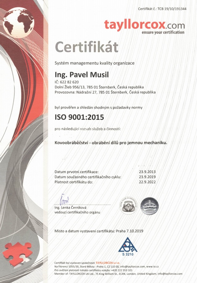 Certifikát ISO - CZ